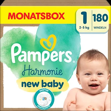 Windeln Harmonie Gr.1 new baby (2-5 kg), Monatsbox, 180 St