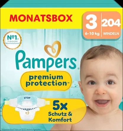 Windeln Gr. 3 Midi (6-10 kg) Monatsbox, 204 St