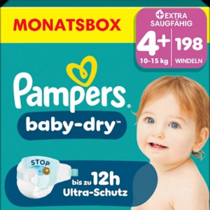 Windeln Gr. 4+ Maxi Plus (10-15 kg) Monatsbox, 198 St