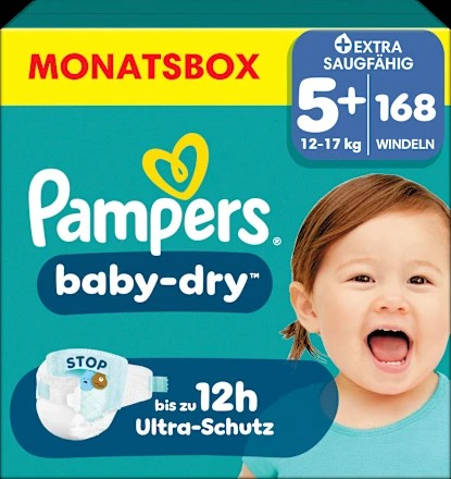 Windeln Gr. 5+ Junior Plus (12-17 kg) Monatsbox, 168 St