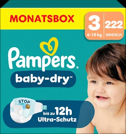 Windeln Gr. 3 Midi (6-10 kg) Monatsbox, 222 St