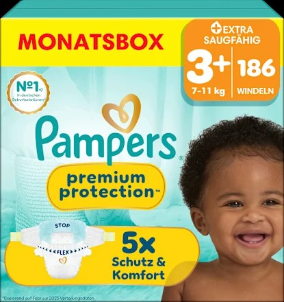 Windeln Gr 3+ (7-11 kg) Monatsbox, 186 St