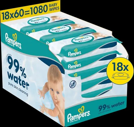 Feuchttücher 99 % water (18×60 St), 1.080 St