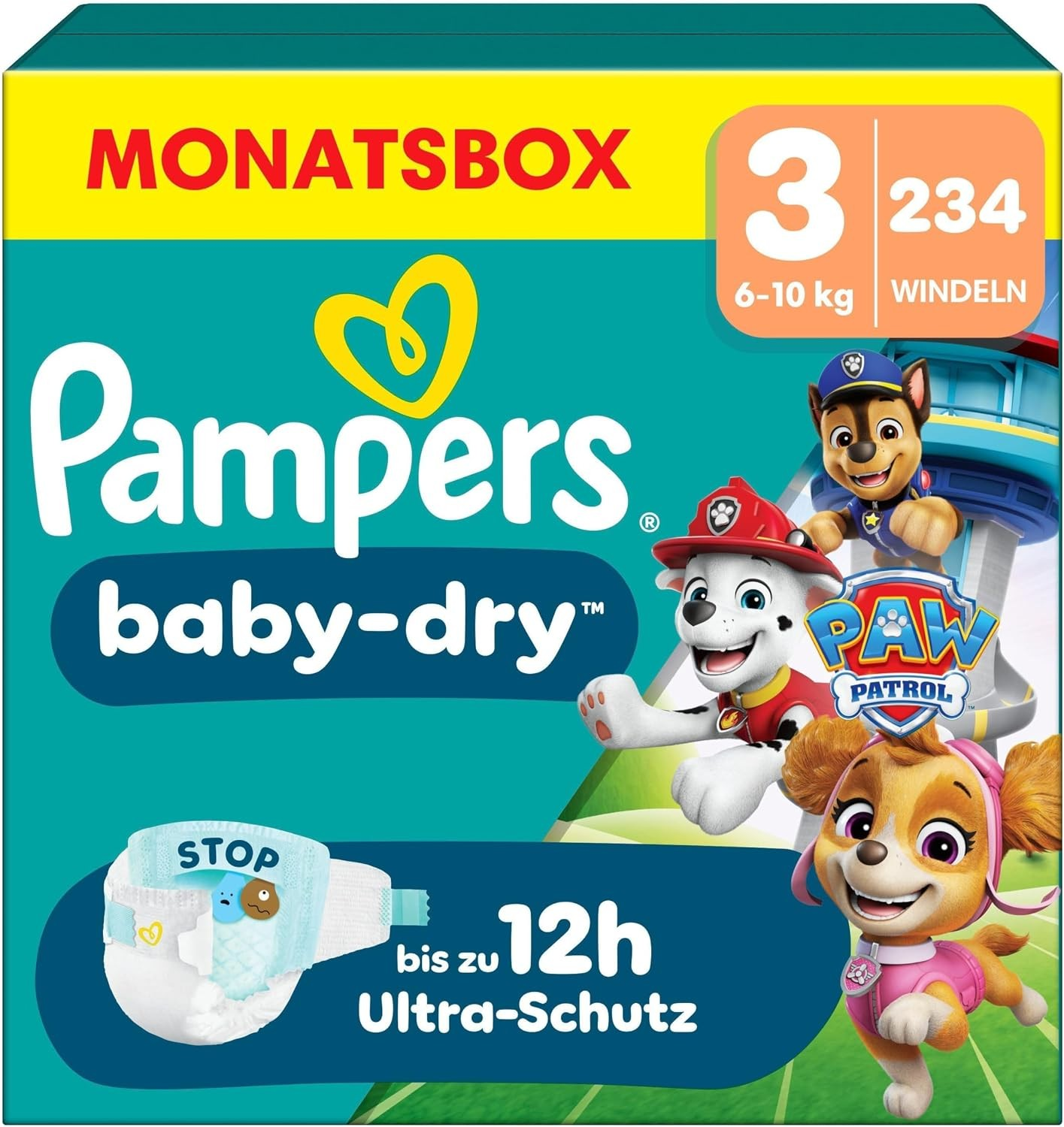 Windeln Baby Dry Gr.3 (6-10 kg) Paw Patrol, Monatsbox, 234 St