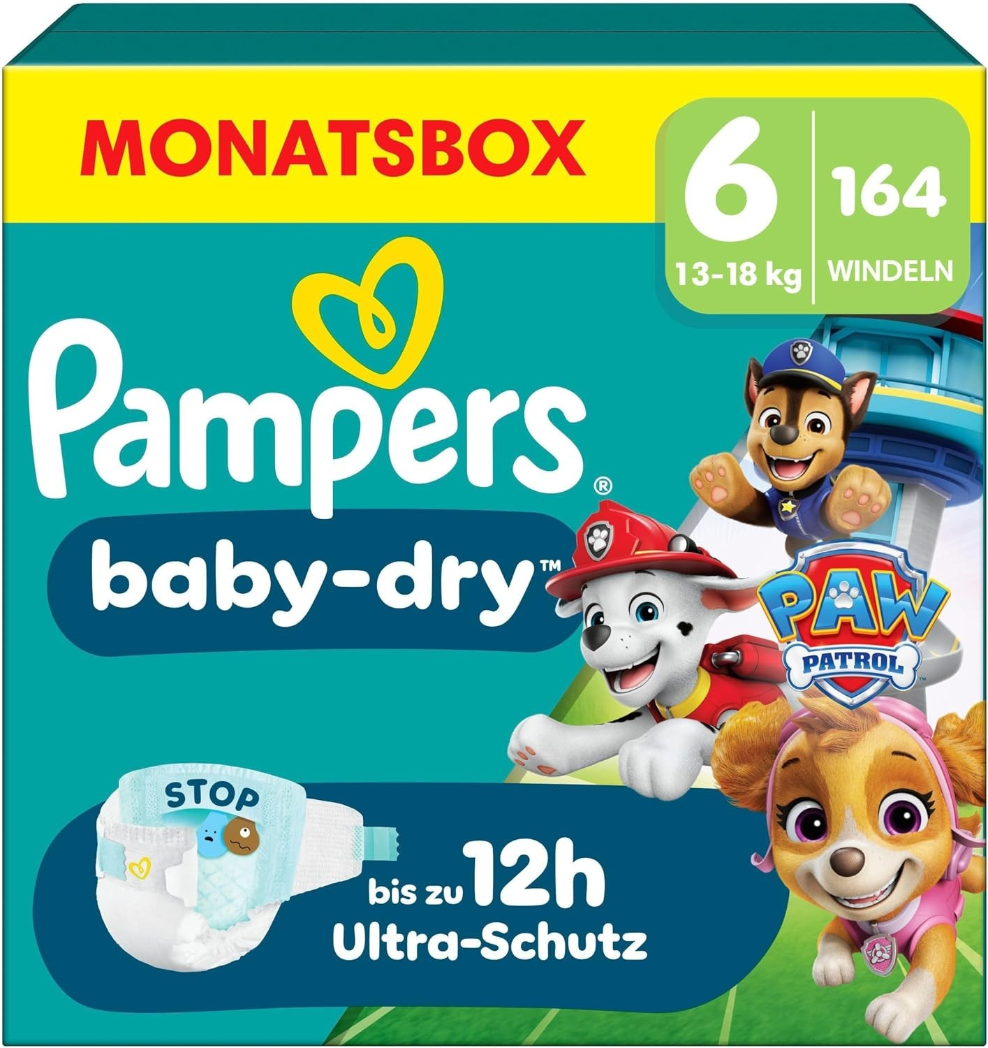 Windeln Baby Dry Gr.6 (13-18 kg) Limited Edition Paw Patrol, Monatsbox, 164 St