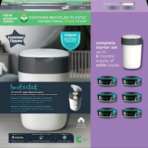 Windeleimer Twist & Click Sangenic, inklusive 6x Nachfüllpacks, weiß, 1 St