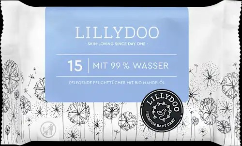 Feuchttücher mit 99% Wasser, Reisegröße, 15 St