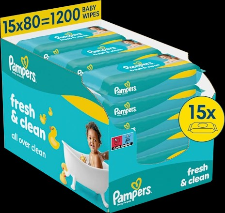 Feuchttücher Fresh Clean (15×80 St), Vorteilspack, 1.200 St