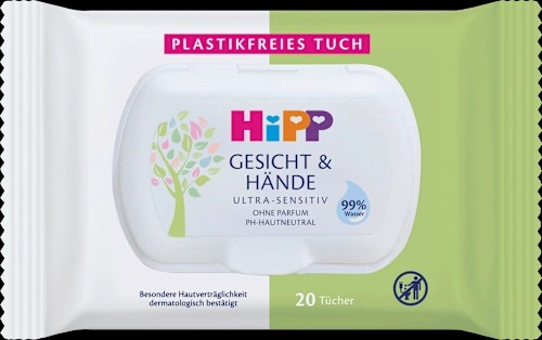 Feuchttücher Gesicht & Hände Tücher, Reisegröße, 20 St