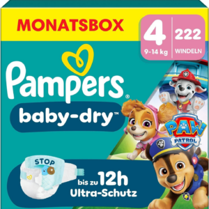 Windeln Baby Dry Gr.4 (9-14 kg) Limited Edition Paw Patrol, Monatsbox, 222 St